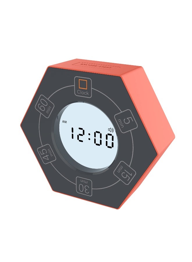 Znewtech Hexagon Rotating Productivity Clock, Pomodoro Timer with 5,15, 30, 45, 60 Minute Presets, Timer for People with ADHD (Orange) - Image 1